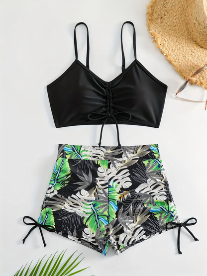 Lalabellala™ Tropical Leaf Print Bikini Set  - Two-Piece Womens Swimsuits