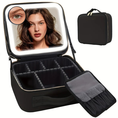 Luxury Travel Makeup Bag with LED Lighted Mirror